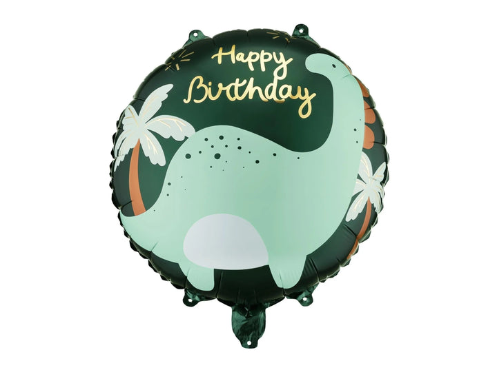 Dinosaur Balloon - Brontosaurus Happy Birthday Balloon - Dino Theme Party Decor - Mint & Forest Green Foil Balloon - Roar Into One Two Three - Jolie Fete UK