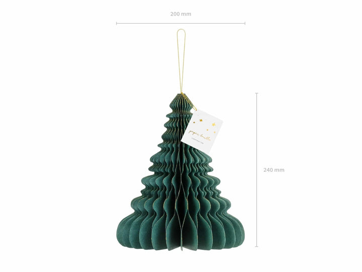 Green Honeycomb Christmas Tree Decoration - 3 Size Options - Hanging Christmas Decorations - Holiday Decor - Pop Up 3D Paper Honeycomb Trees - Jolie Fete UK