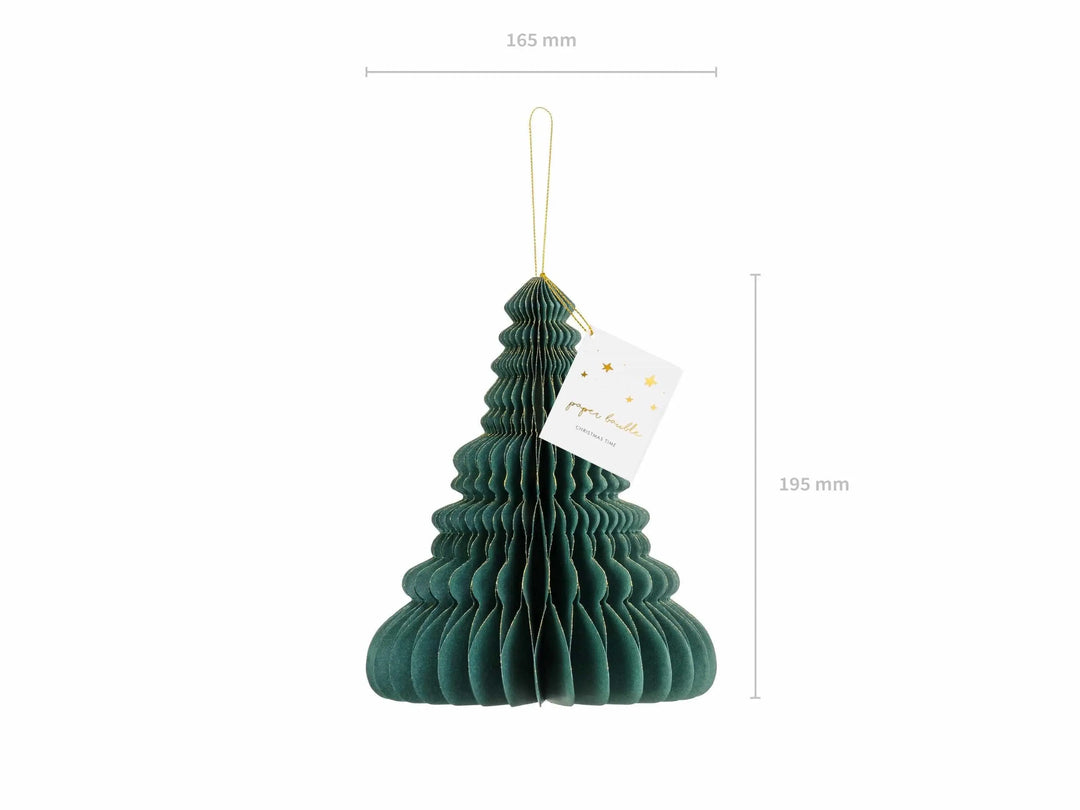 Green Honeycomb Christmas Tree Decoration - 3 Size Options - Hanging Christmas Decorations - Holiday Decor - Pop Up 3D Paper Honeycomb Trees - Jolie Fete UK