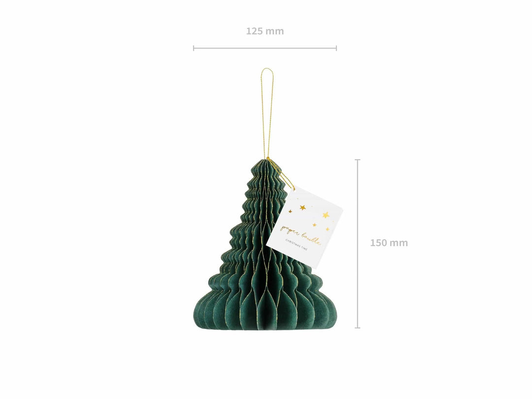 Green Honeycomb Christmas Tree Decoration - 3 Size Options - Hanging Christmas Decorations - Holiday Decor - Pop Up 3D Paper Honeycomb Trees - Jolie Fete UK