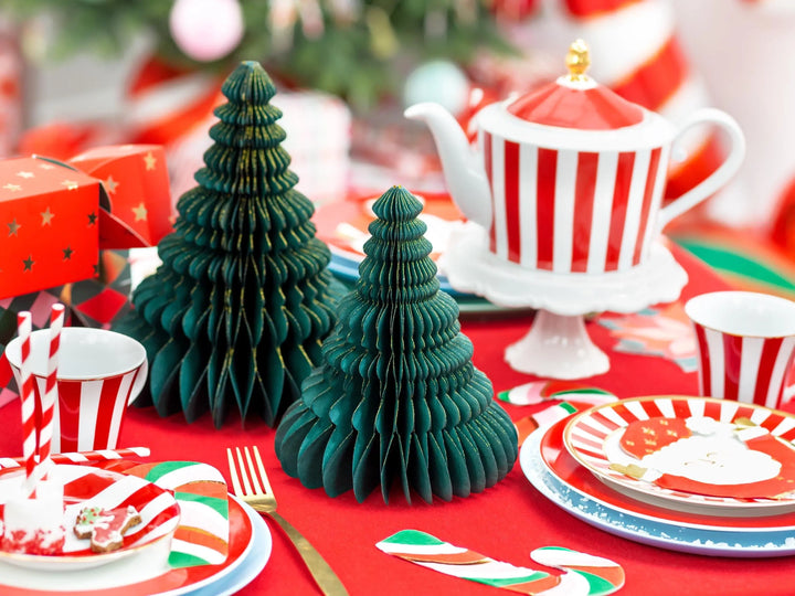 Green Honeycomb Christmas Tree Decoration - 3 Size Options - Hanging Christmas Decorations - Holiday Decor - Pop Up 3D Paper Honeycomb Trees - Jolie Fete UK