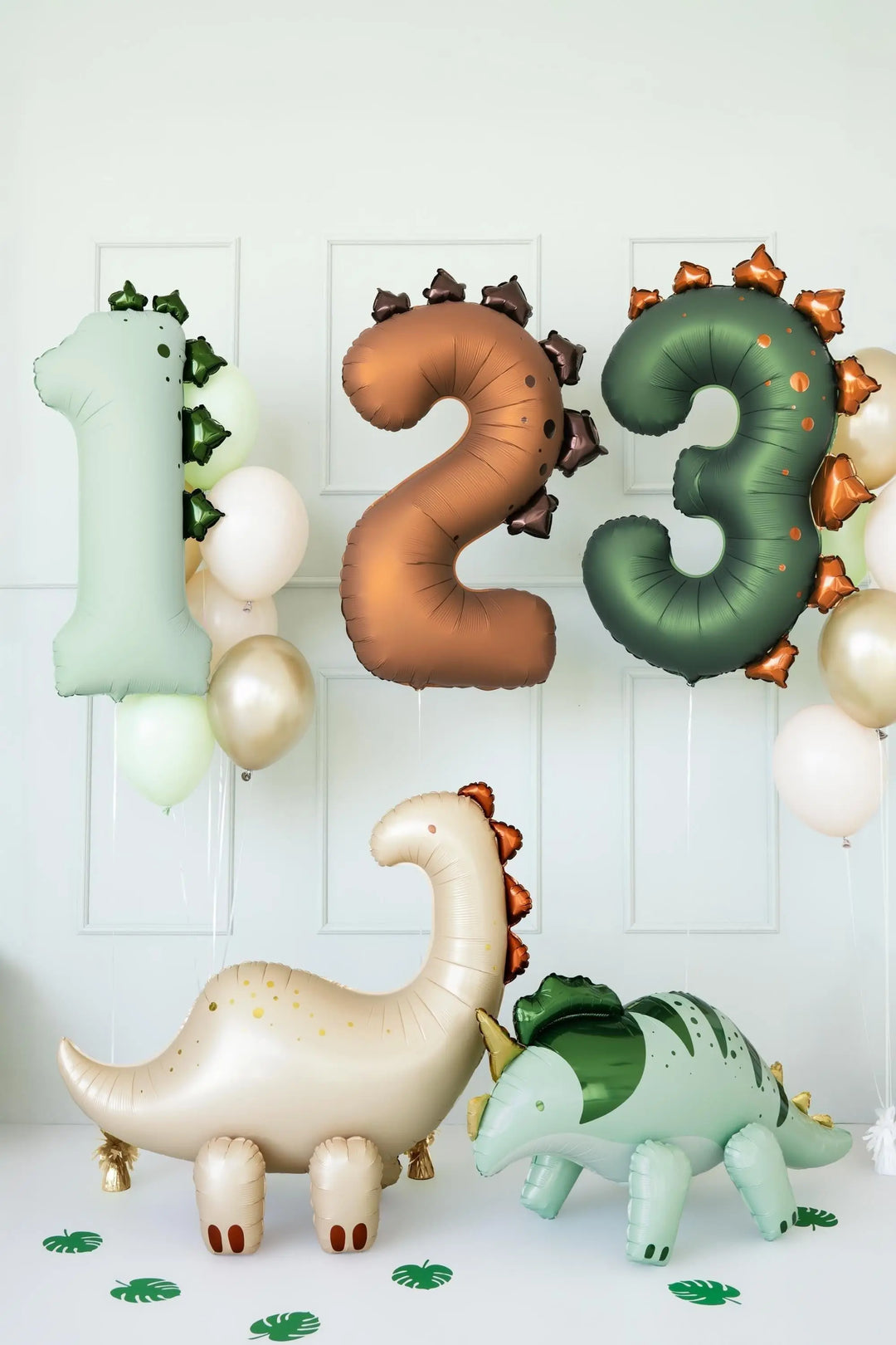 Green Number 1 Dinosaur Foil Balloon -Large 92cm First Birthday Decor-Wild One Party Supplies-Roar 1st Birthday Photo Prop-Stegosaurus Theme - Jolie Fete UK