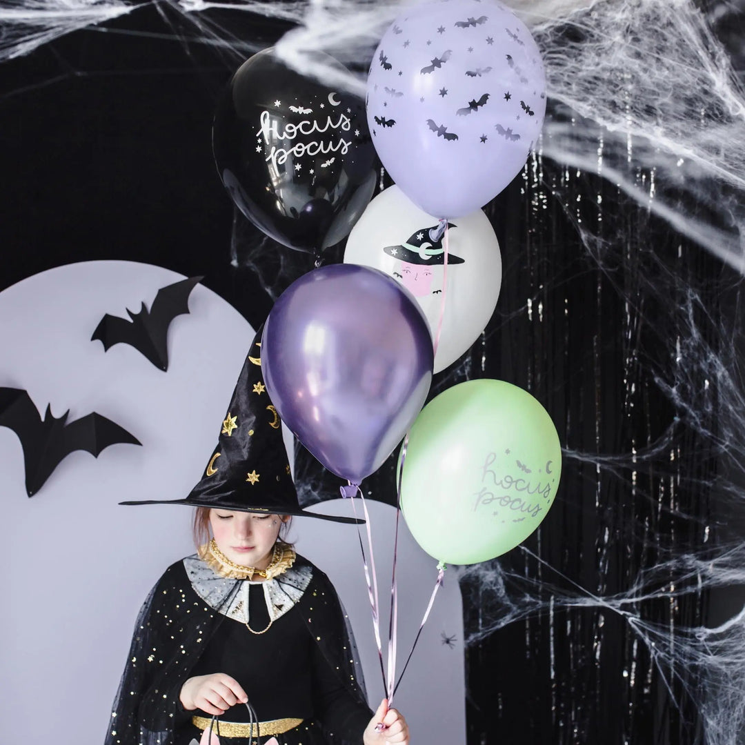 Halloween Balloon Bundle - Bat And Witch Balloons -Hocus Pocus-Halloween Party Balloons-Halloween Decorations-Halloween Kids Party-Pack Of 6 - Jolie Fete UK