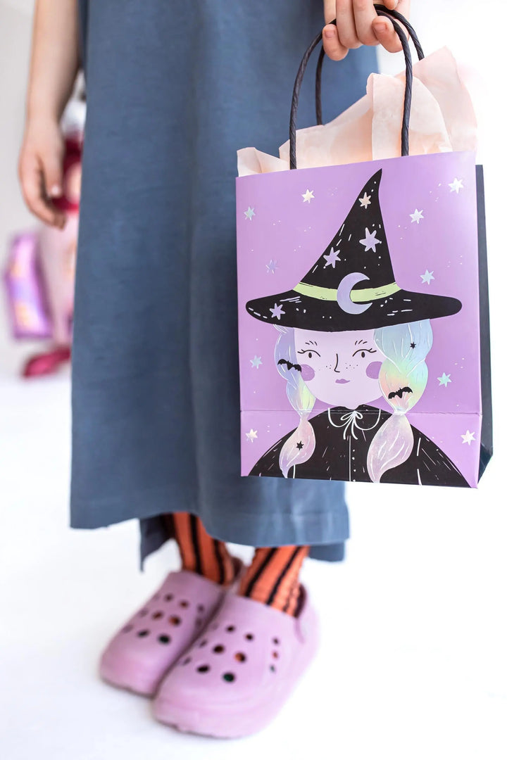 Halloween Party Bag - Individual Witch Halloween Trick Or Treat Bag - Halloween Gift Bag - Black And Purple Paper Bags - Kids Halloween Bags - Jolie Fete UK