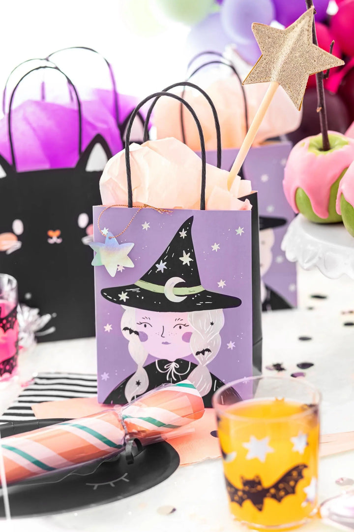 Halloween Party Bag - Individual Witch Halloween Trick Or Treat Bag - Halloween Gift Bag - Black And Purple Paper Bags - Kids Halloween Bags - Jolie Fete UK