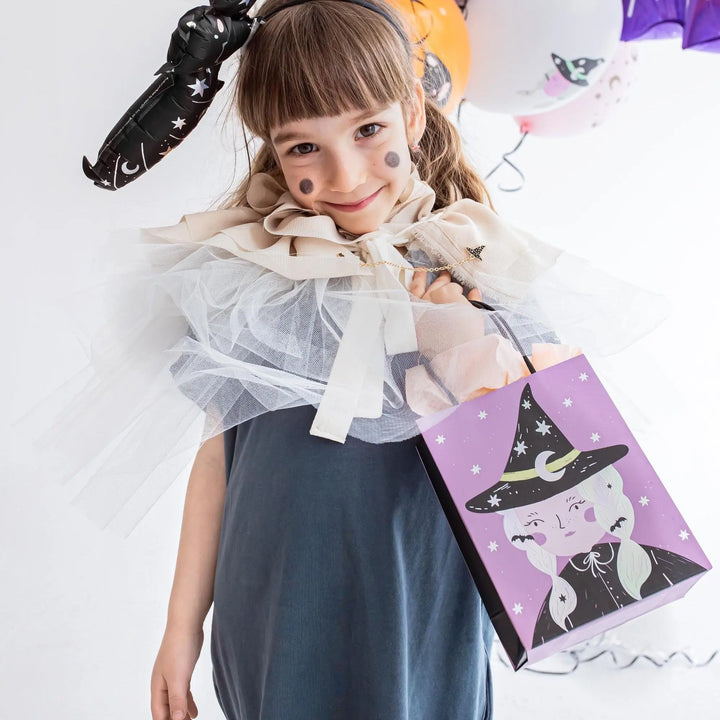 Halloween Party Bag - Individual Witch Halloween Trick Or Treat Bag - Halloween Gift Bag - Black And Purple Paper Bags - Kids Halloween Bags - Jolie Fete UK