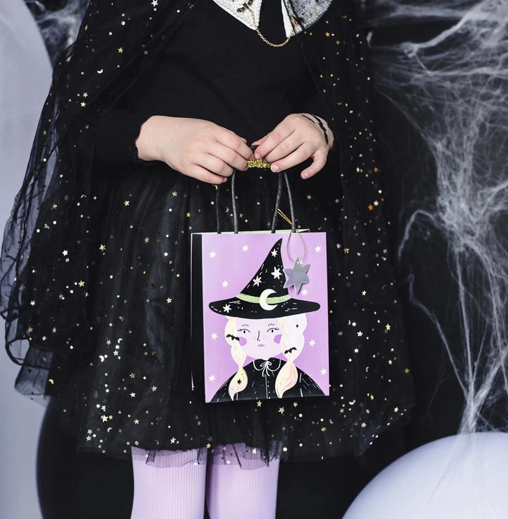 Halloween Party Bag - Individual Witch Halloween Trick Or Treat Bag - Halloween Gift Bag - Black And Purple Paper Bags - Kids Halloween Bags - Jolie Fete UK