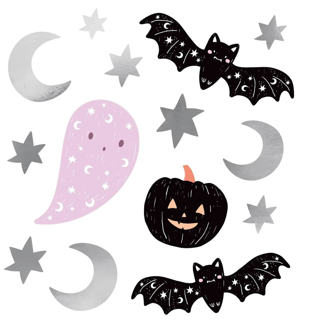 Halloween Stickers - Cute Halloween - Ghost - Pumpkin - Cat - Moon And Stars - Halloween Decorations - Halloween Kids Party-Pack Of 52 - Jolie Fete UK