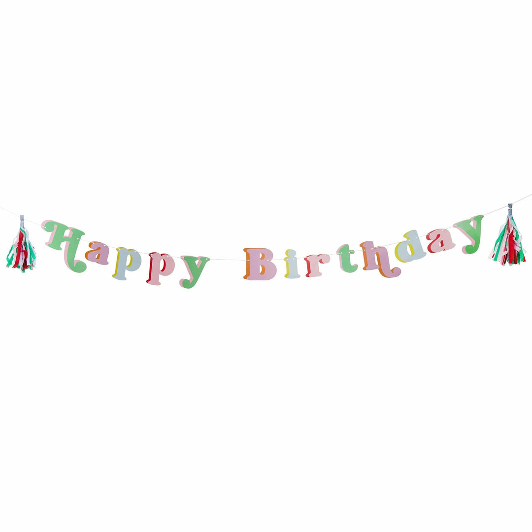 Happy Birthday Banner - Bright Party Garland - Colourful Happy Birthday Bunting - Birthday Party Decorations - Rainbow Party Decor-2m Banner - Jolie Fete UK