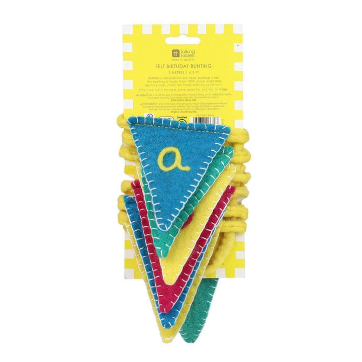 Happy Birthday Felt Bunting - Multicoloured Wool Letter Garland - Sustainable Party Decor - Hand-Felted Birthday Banner - Eco-Friendly - 2m - Jolie Fete UK