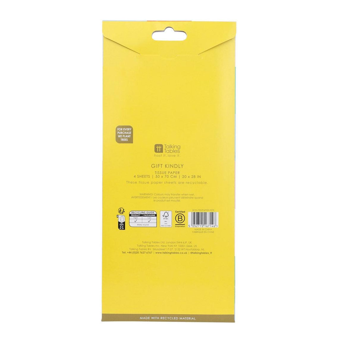 Happy Birthday Icons Tissue Paper - Colourful Illustrated Gift Wrap - Fun Birthday Pattern - Modern Fête Collection Wrapping - 4 x Sheets - Jolie Fete UK