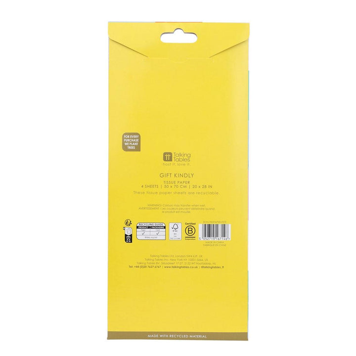 Happy Birthday Icons Tissue Paper - Colourful Illustrated Gift Wrap - Fun Birthday Pattern - Modern Fête Collection Wrapping - 4 x Sheets - Jolie Fete UK