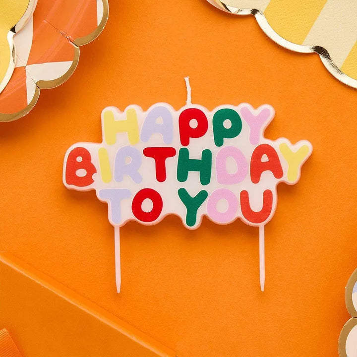 Happy Birthday Candle - Rainbow Cake Topper - Colourful Candle - Kids Birthday Party Decorations -Happy Birthday To You Birthday Cake Candle - Jolie Fete UK