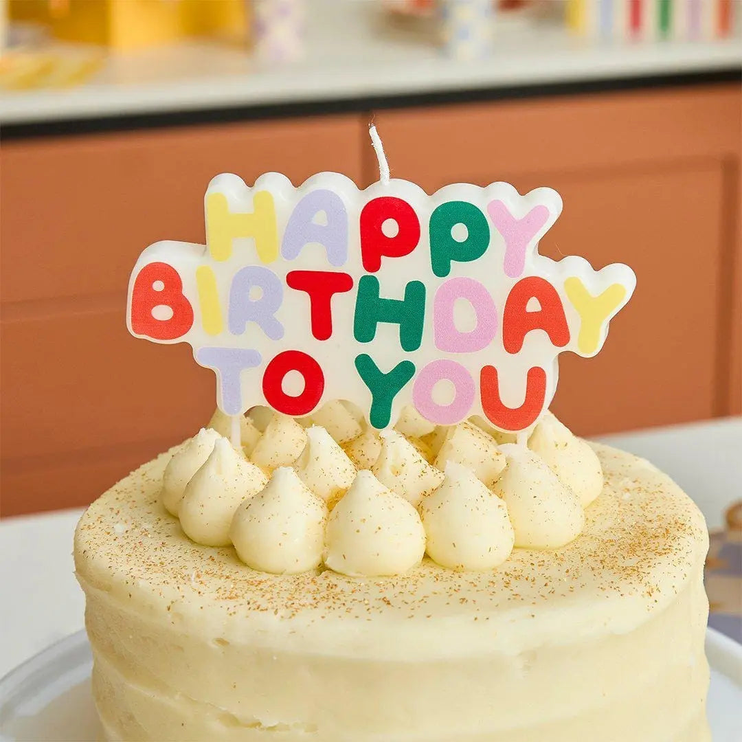 Happy Birthday Candle - Rainbow Cake Topper - Colourful Candle - Kids Birthday Party Decorations -Happy Birthday To You Birthday Cake Candle - Jolie Fete UK
