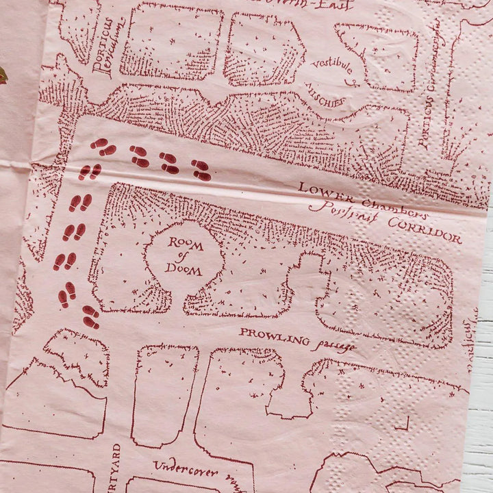 Harry Potter Party Napkins - Hogwarts House Pride - Officially Licensed - Secret Map - Gryffindor Slytherin Ravenclaw Hufflepuff -Pack of 24 - Jolie Fete UK