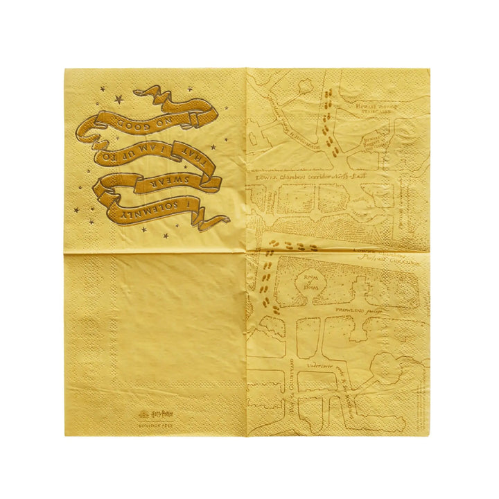 Harry Potter Party Napkins - Hogwarts House Pride - Officially Licensed - Secret Map - Gryffindor Slytherin Ravenclaw Hufflepuff -Pack of 24 - Jolie Fete UK