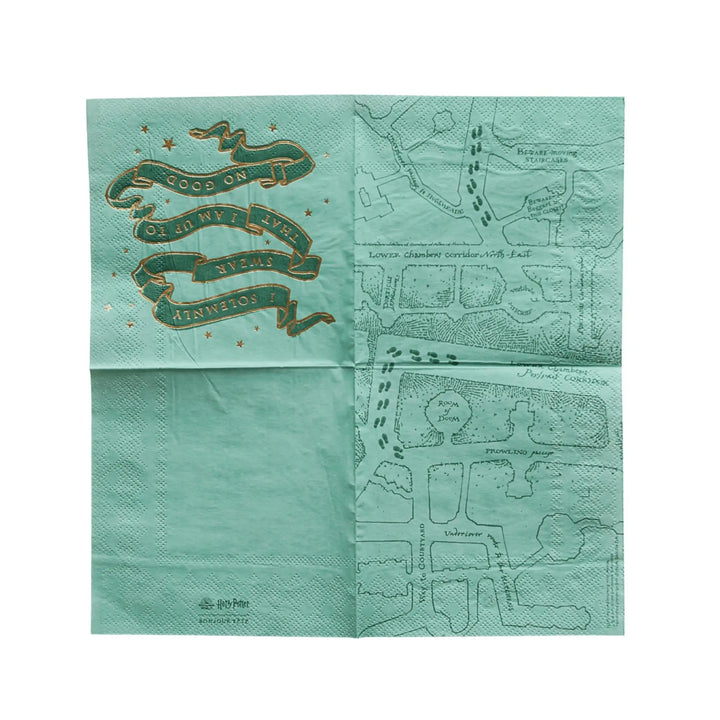 Harry Potter Party Napkins - Hogwarts House Pride - Officially Licensed - Secret Map - Gryffindor Slytherin Ravenclaw Hufflepuff -Pack of 24 - Jolie Fete UK