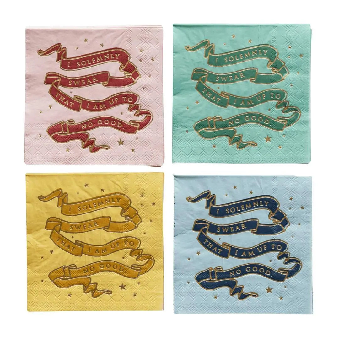 Harry Potter Party Napkins - Hogwarts House Pride - Officially Licensed - Secret Map - Gryffindor Slytherin Ravenclaw Hufflepuff -Pack of 24 - Jolie Fete UK