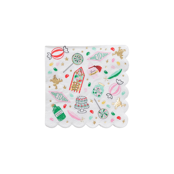 Harry Potter Honeydukes Napkins - Officially Licensed Wizarding World Party Napkins - Hogwarts Birthday -Candy Shop Paper Napkins-Pack of 24 - Jolie Fete UK