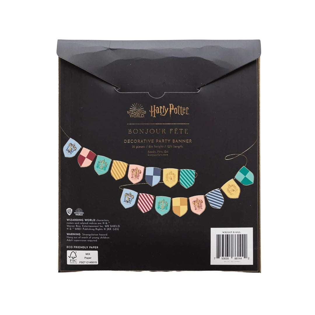 Harry Potter Party Banner - Officially Licensed Hogwarts House Pride Bunting Decoration - Gryffindor Slytherin Ravenclaw Hufflepuff - Jolie Fete UK
