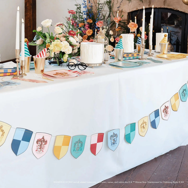 Harry Potter Party Banner - Officially Licensed Hogwarts House Pride Bunting Decoration - Gryffindor Slytherin Ravenclaw Hufflepuff - Jolie Fete UK