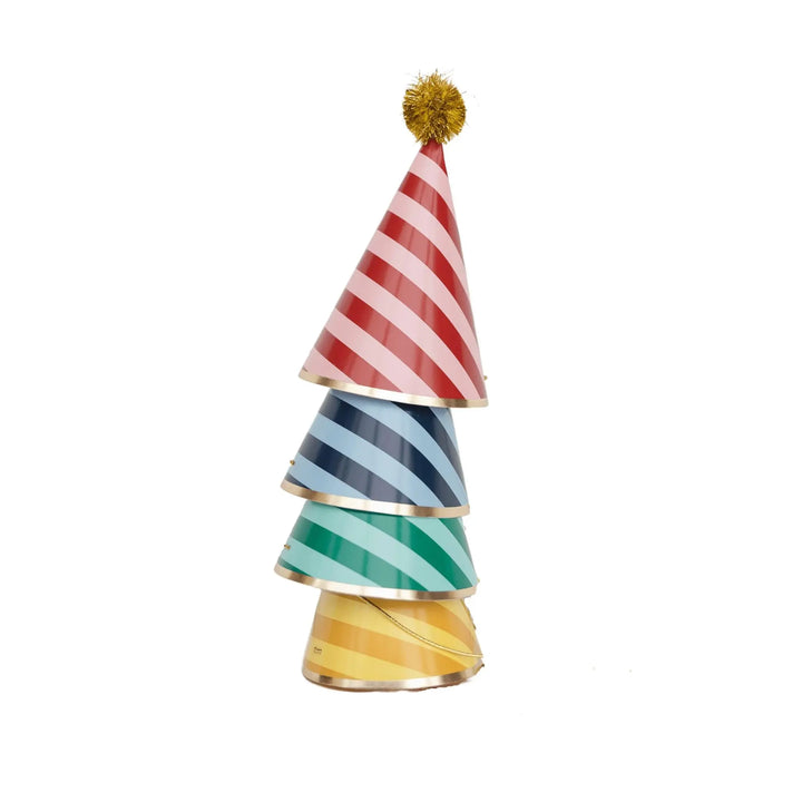 Harry Potter Party Hats - Officially Licensed House Pride Striped Hats - Hogwarts Birthday Party Supplies - Wizard Theme - Pack of 8 - Jolie Fete UK