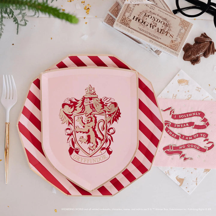 Harry Potter Party Napkins - Officially Licensed Wizard Birthday Party Supplies - White & Gold Foil Hogwarts Napkins - Pack of 24 - Jolie Fete UK