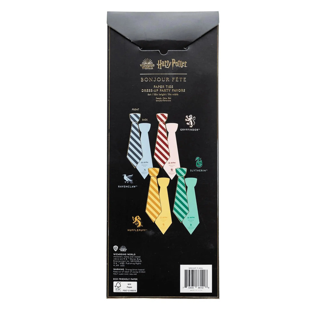 Harry Potter Party Ties - Officially Licensed Hogwarts House Colour Paper Ties - Wizard Birthday Party Hat Alternative - Pack of 8 - Jolie Fete UK