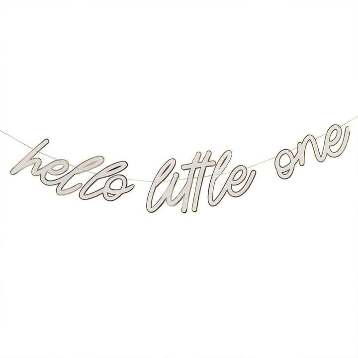 Hello Little One Banner - Neutral Baby Shower Decorations - Cream and Gold Foil Bunting - Gender Neutral Decor -A Little Dream Collection-2m - Jolie Fete UK