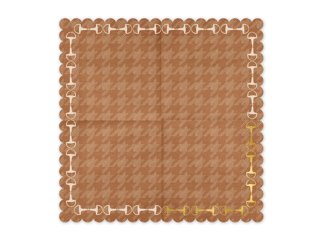 Brown Paper Napkins - Horse Party Brown & Gold Napkins - Birthday Party Decor - Disposable Tableware - Western Party - Farm Party-Pack Of 12 - Jolie Fete UK