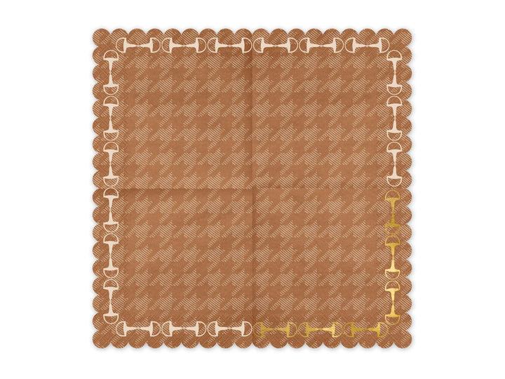 Brown Paper Napkins - Horse Party Brown & Gold Napkins - Birthday Party Decor - Disposable Tableware - Western Party - Farm Party-Pack Of 12 - Jolie Fete UK