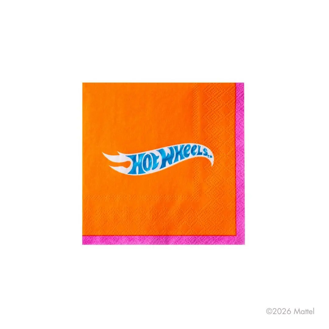 Hot Wheels Napkins - Orange Race Car Party Small Napkins - Officially Licensed - Boys Birthday Tableware - Racing Theme - Pack of 20 - Jolie Fete UK
