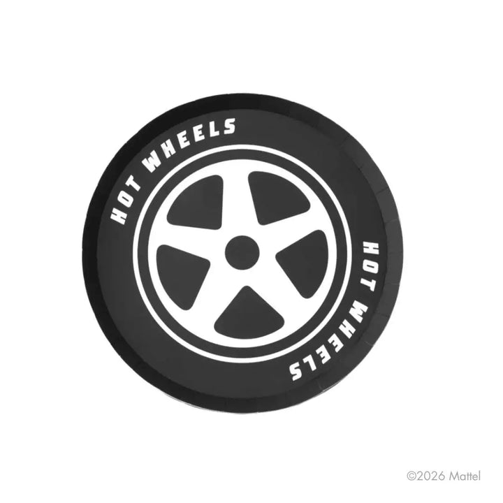 Hot Wheels Black Small Plates - Race Car Birthday Party Tableware - Black & White Monster Truck Party Decor - Officially Licensed -Pack of 8 - Jolie Fete UK
