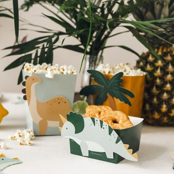 Dinosaurs Party Snack Boxes - Animal Party Popcorn Boxes - Kids Jurassic Dino Party Supplies - Cute Dinosaurs-Dinosaur Theme Party-Pack Of 6 - Jolie Fete