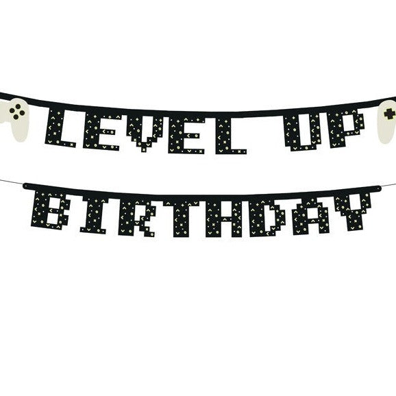 Gaming Party Level Up Banner - Video Game Party Bunting - Kids Game On Party Supplies - Gamepad Theme Party - Jolie Fete UK