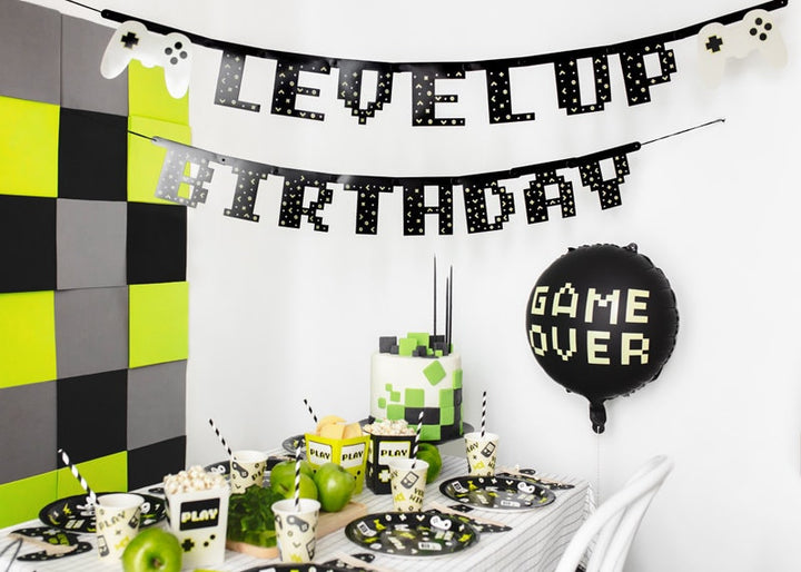 Gaming Party Balloons - Happy B Day - Video Game Party Balloon - Kids Game On Party Supplies -Gamers Party Decor-Level Up Birthday-Pack Of 6 - Jolie Fete UK