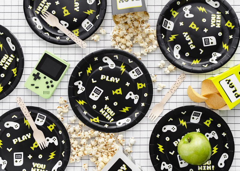 Gaming Party Paper Plates - Birthday Plates - Video Game Party - Kids Game On Party Supplies -Gamers Party Decor-Level Up Birthday-Pack Of 6 - Jolie Fete
