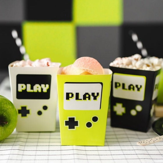 Gaming Party Popcorn Boxes - Gamepad Snack Tubs -Video Game Party-Kids Game On Party Supplies-Gamers Party Decor-Level Up Birthday-Pack Of 6 - Jolie Fete