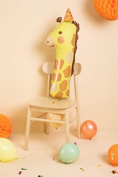 Giraffe Foil Balloon Number 1 - Safari Animal 1st Birthday Balloon Decoration - Animal Party Number Balloon - Helium Or Air Balloon - Jolie Fete