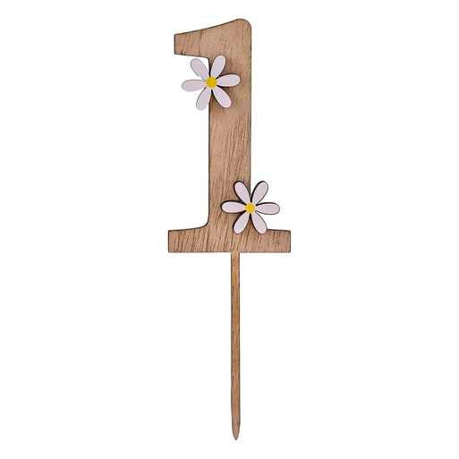 Wooden Daisy 1st Birthday Cake Topper - Ditsy Daisy - Ginger Ray - Jolie Fete UK