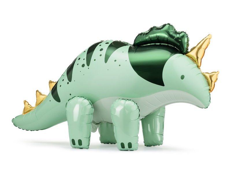 Dinosaur Balloon - Standing Green Triceratops Balloon - Kids Jurassic Dino Party Supplies - Cute Dinosaurs - Dinosaur Theme - 1 x 36.5 Inch - Jolie Fete