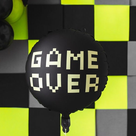 Game Over Foil Balloon - Gaming Party Balloons - Video Game Party Balloon - Kids Game On Party Supplies - Gamers Party Decorations - Jolie Fete UK