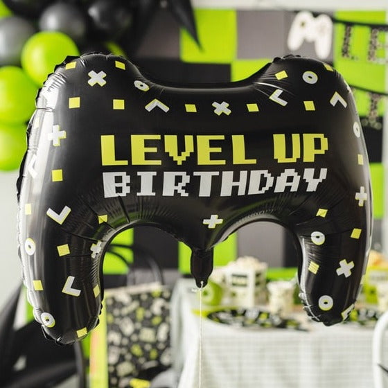 Level Up Birthday Foil Balloon - Gaming Party Balloons - Video Game Party Balloon - Kids Game On Party Supplies - Gamers Party Decorations - Jolie Fete UK