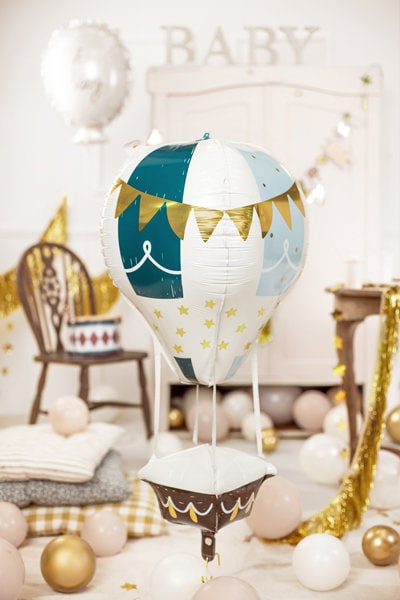 Hot Air Balloon Foil Balloon - Baby Shower Balloon - New Baby Nursery Balloon Decoration - Baby Party Balloon - Gift Helium Balloon - Jolie Fete