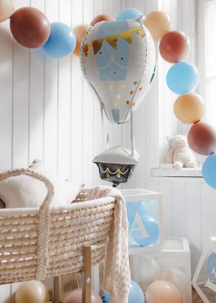 Hot Air Balloon Foil Balloon - Baby Shower Balloon - New Baby Nursery Balloon Decoration - Baby Party Balloon - Gift Helium Balloon - Jolie Fete