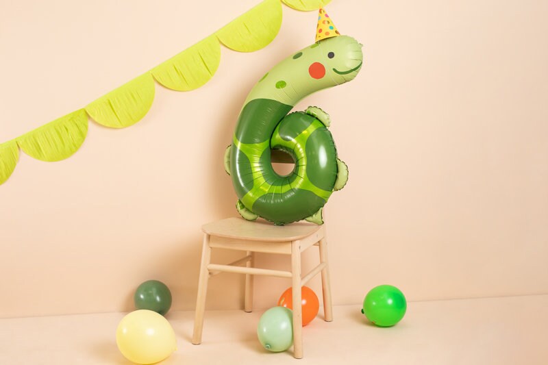 Turtle Foil Balloon Number 6 - Jolie Fete