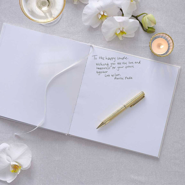 White Embossed Wedding Guest Book - White Wedding - Modern Luxe Wedding Supplies - Party Guest Book - Wedding Keepsake -Reception Guest Book - Jolie Fete UK