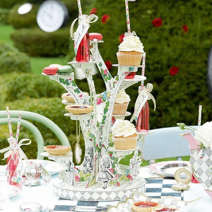 Alice in Wonderland Cake Stand - Mad Hatter's Tea Party - Birthday Party Tableware Centrepiece - Tree Shaped Tea Party Cake Stand - Jolie Fete UK