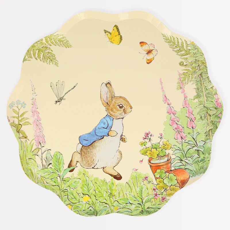 Peter Rabbit Paper Plates - Beatrix Potter Peter Rabbit In The Garden - Meri Meri - Pack Of 8 - Jolie Fete