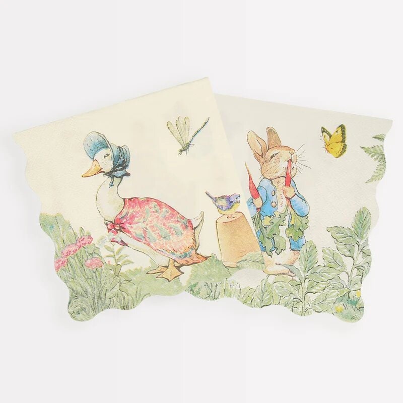 Peter Rabbit Napkins - Beatrix Potter Peter Rabbit In The Garden - Meri Meri - Pack Of 16 - Jolie Fete